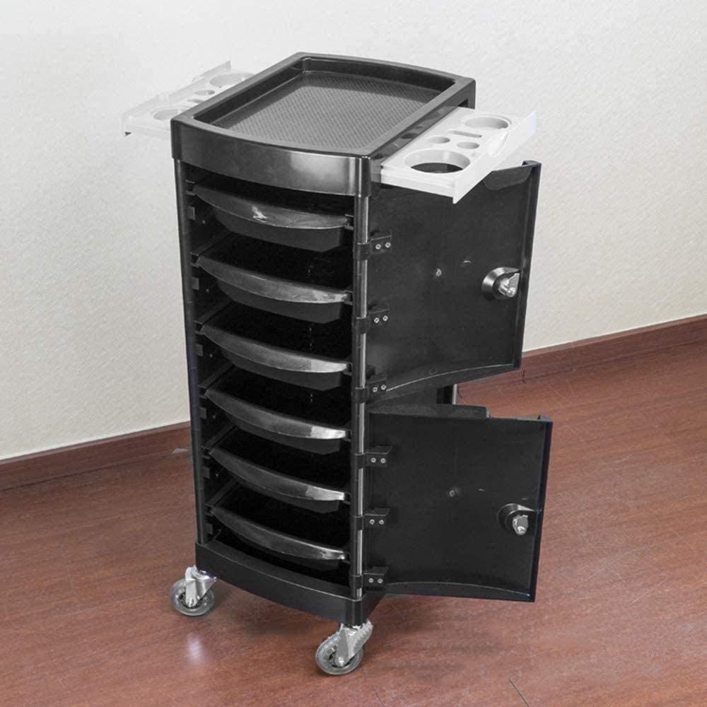 Multifunctional Trolley Rolling Cart With Door 6 Drawers Salon Trolley